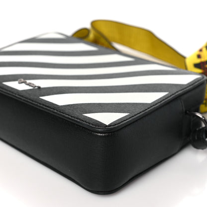 Off-White Saffiano Striped Mini Diag Bag Black White 9 of 10
