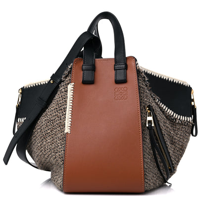 Loewe Calfskin Tweed Small Hammock Shoulder Bag Tan Black 1 of 14