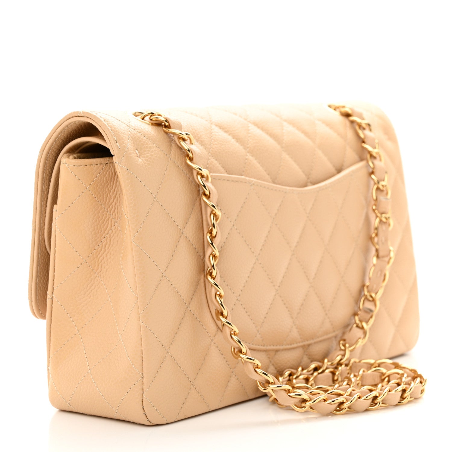 Chanel Caviar Quilted Medium Double Flap Beige 3 of 13