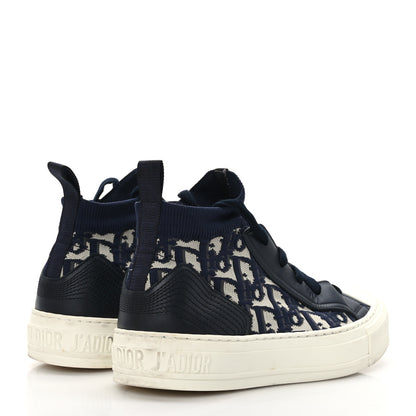 Christian Dior Technical Knit Calfskin Oblique Womens Walk'n Dior Mid Top Sneakers 36 Deep Blue 4 of 8
