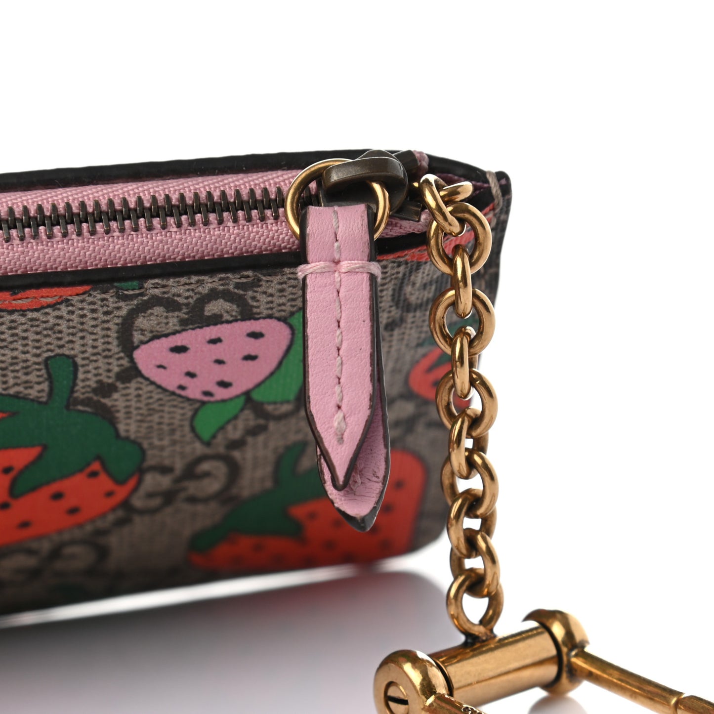 GG Supreme Monogram Strawberry Key Case