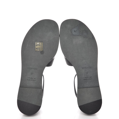 Hermes Epsom Santorini Sandals 37 Black 5 of 9