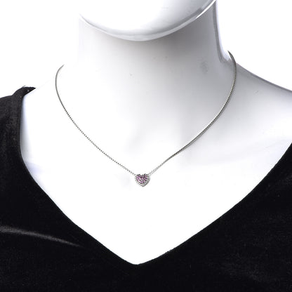 David Yurman Sterling Silver Pink Sapphire Petite Pave Heart Pendant Necklace 2 of 6
