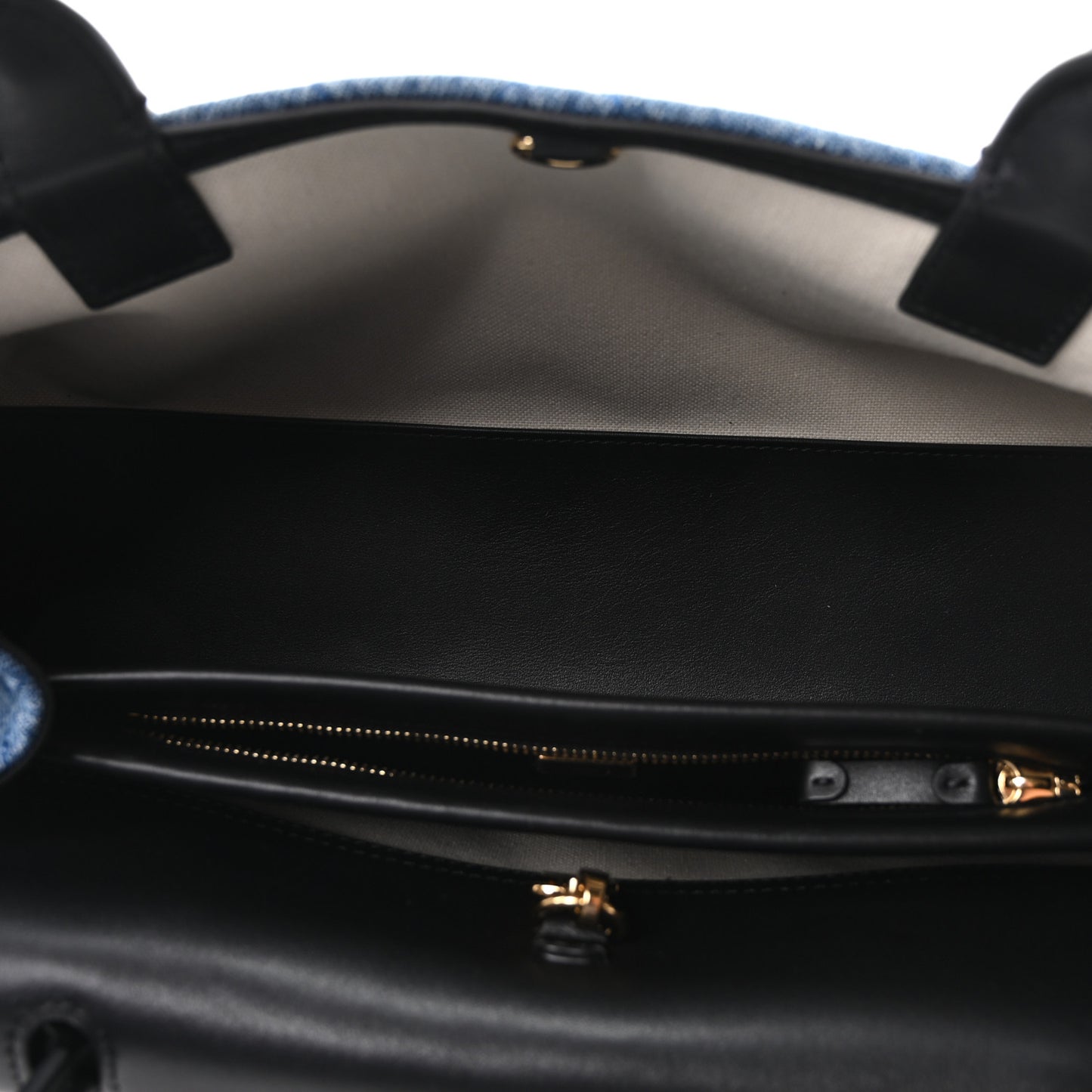 Calfskin Denim Quilted Urban Essentials Small Shopping Bag  Black Blue