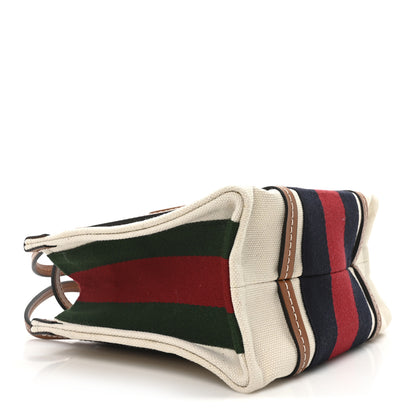 Gucci Canvas Calfskin Web Mini Interlocking G Top Handle Tote White Brown Blue Red 4 of 10