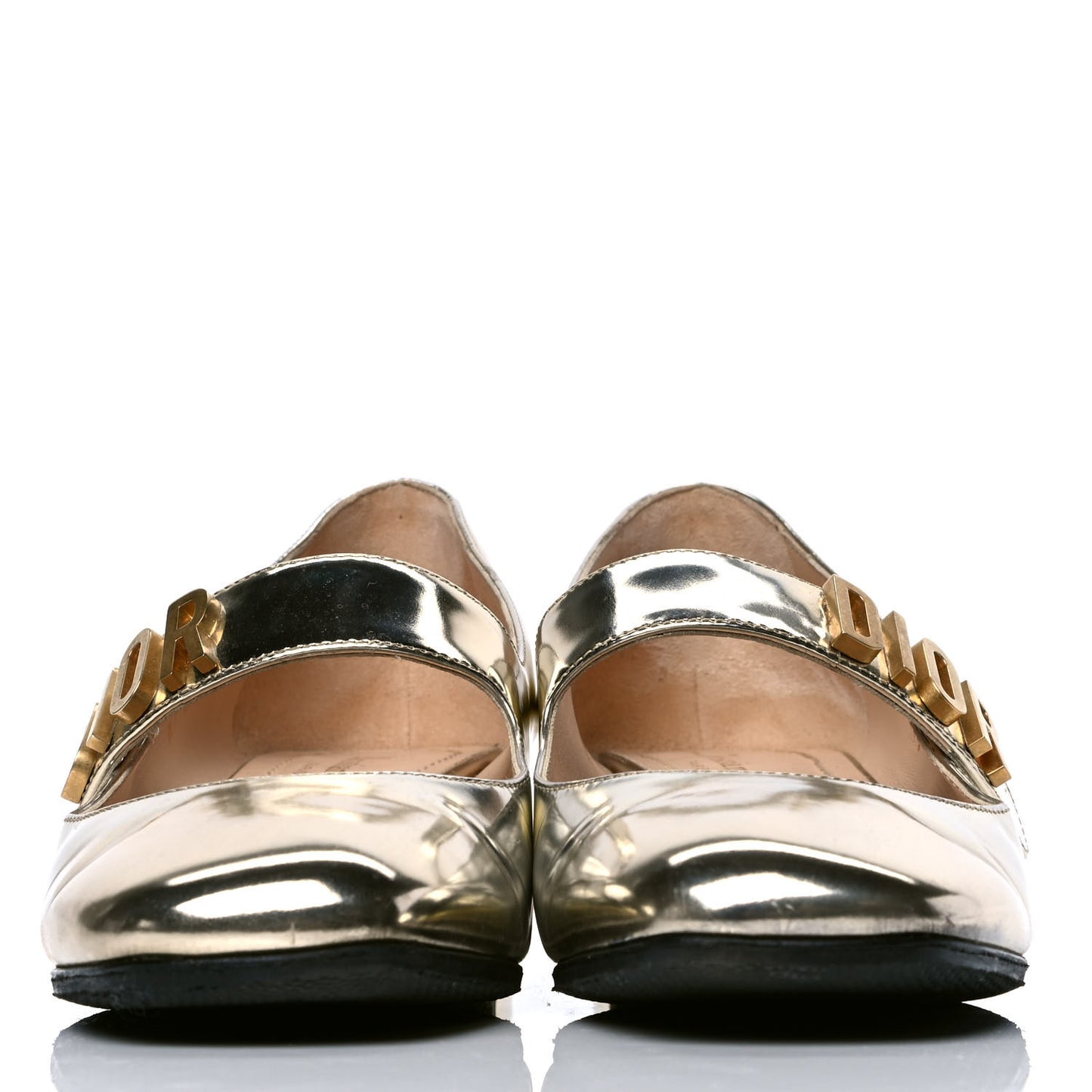 Mirror Finish Calfskin Baby-D Ballet Pumps 37.5 Stardust Gold