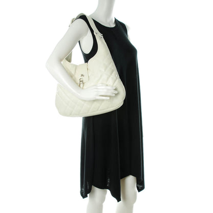 Burberry Calfskin Quilted Brook Hobo White 2 of 8