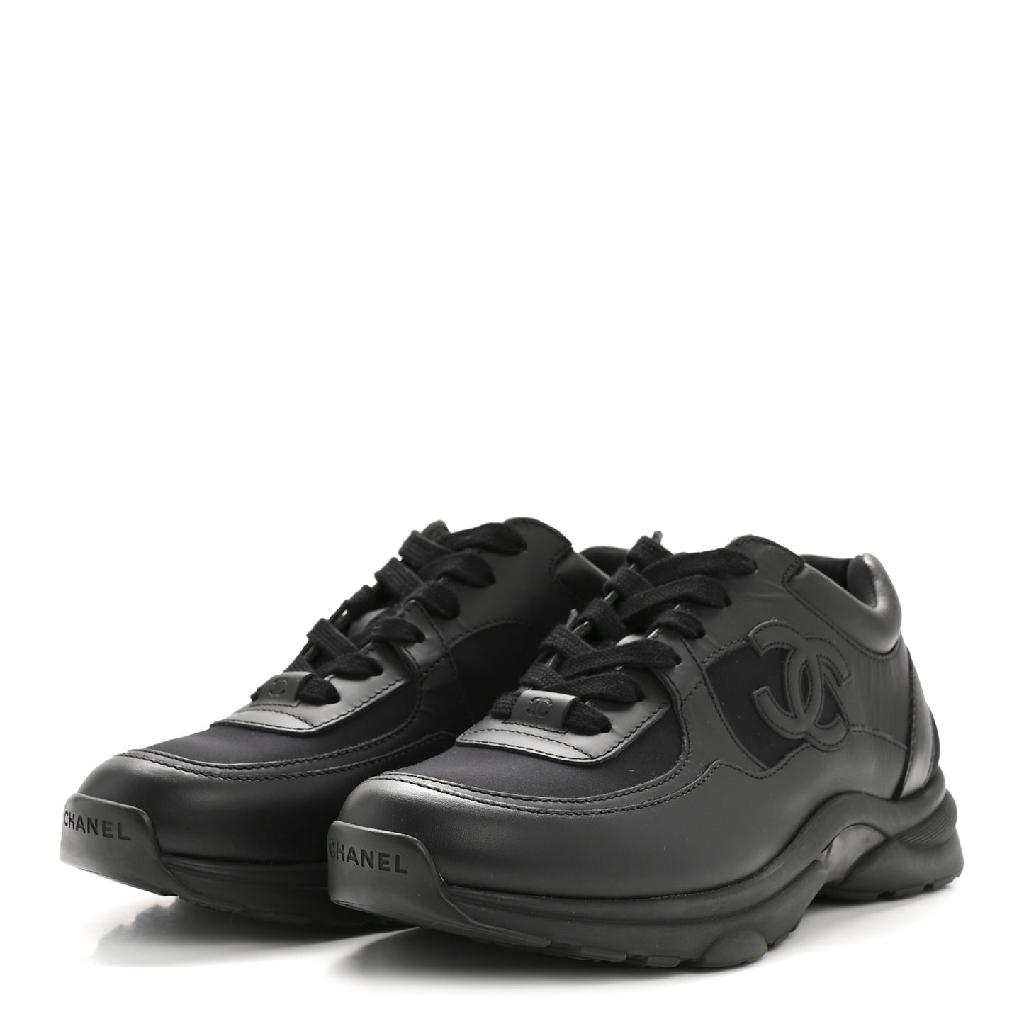 Fabric Calfskin Suede Mens CC Uniform Sneakers 41 Black