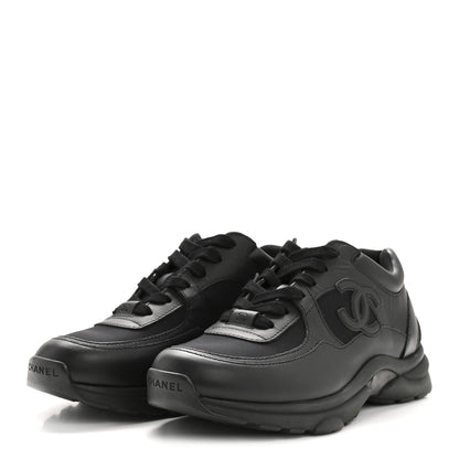Chanel Fabric Calfskin Suede Mens CC Uniform Sneakers 41 Black 4 of 9