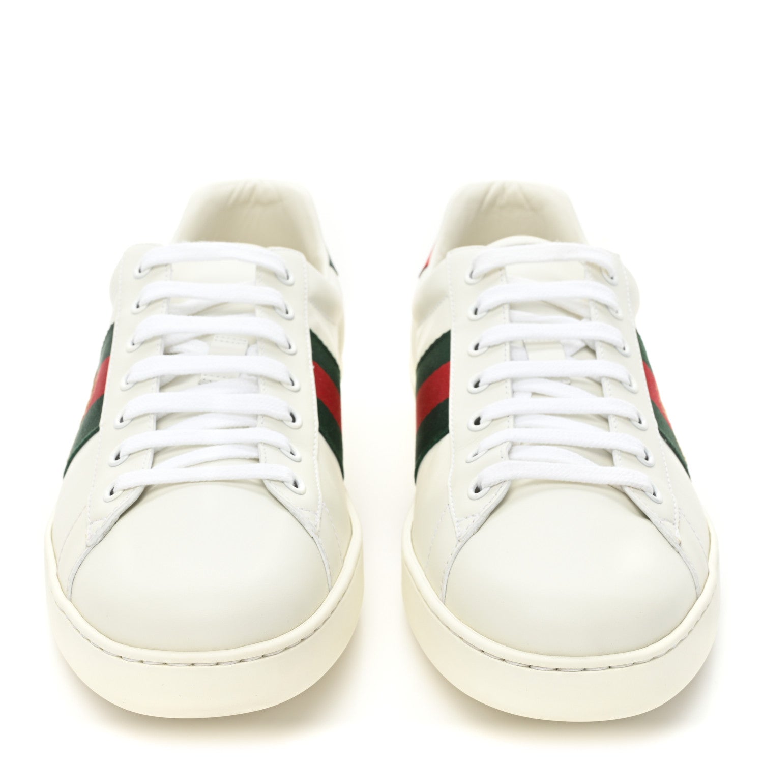 Gucci Miro Soft Calfskin Laminated Ayers Web Bee Embroidered Mens Ace Sneakers 10.5 White Red Flame Green 2 of 10