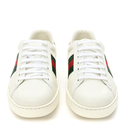 Gucci Miro Soft Calfskin Laminated Ayers Web Bee Embroidered Mens Ace Sneakers 10.5 White Red Flame Green 2 of 10