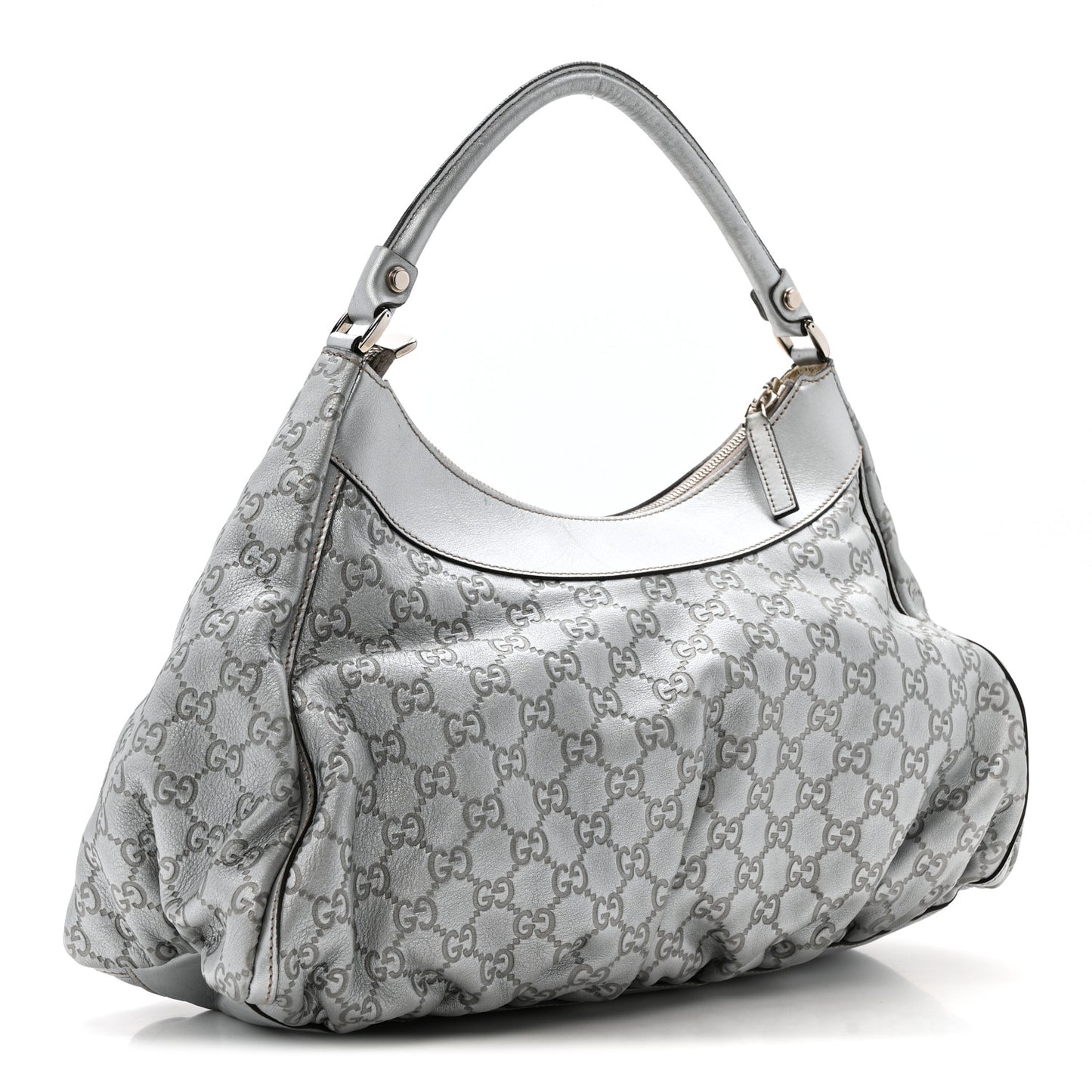 Guccissima Large D Hobo Silver