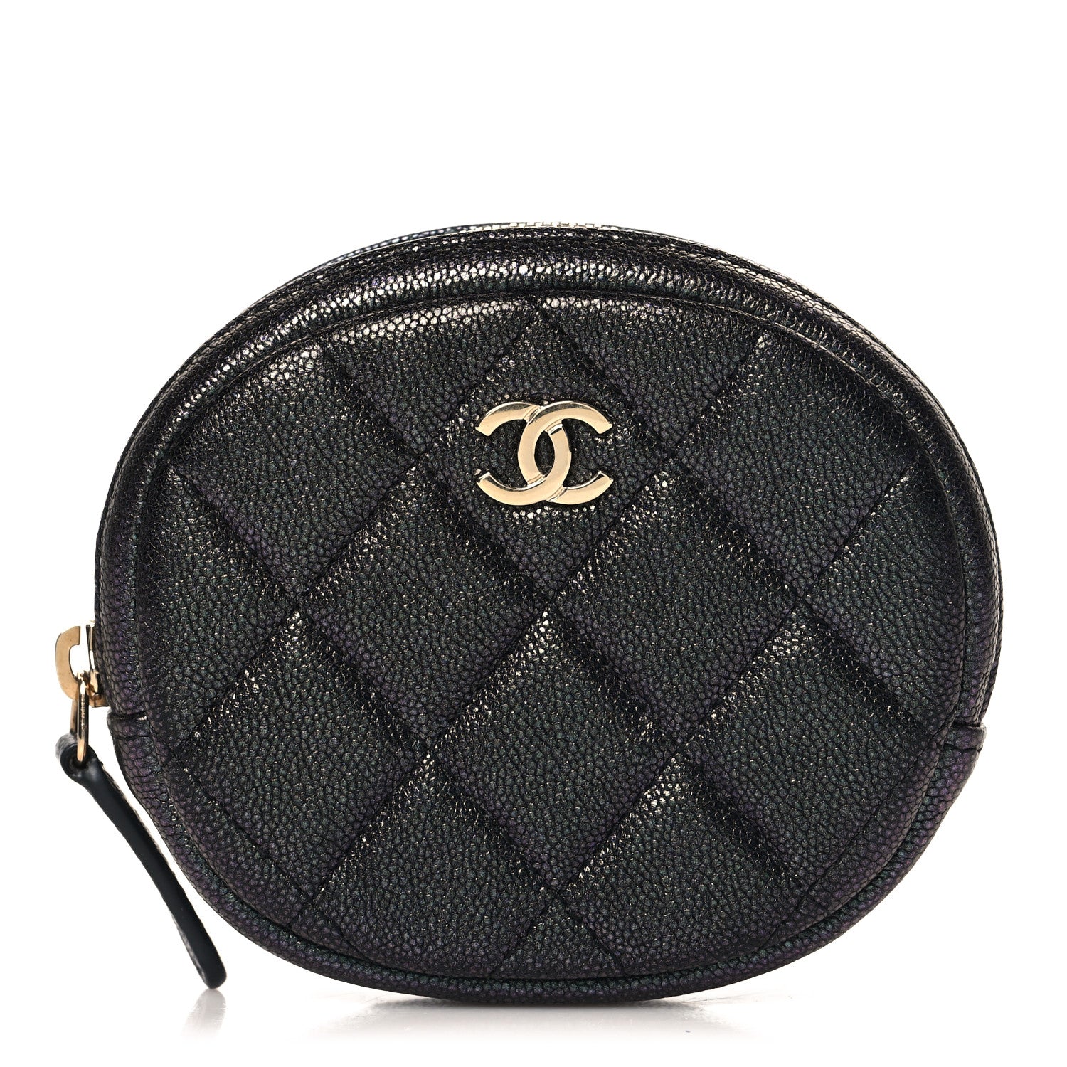 Chanel Iridescent Caviar Quilted Zip Around Classic Coin Purse Green Purple 1 of 7