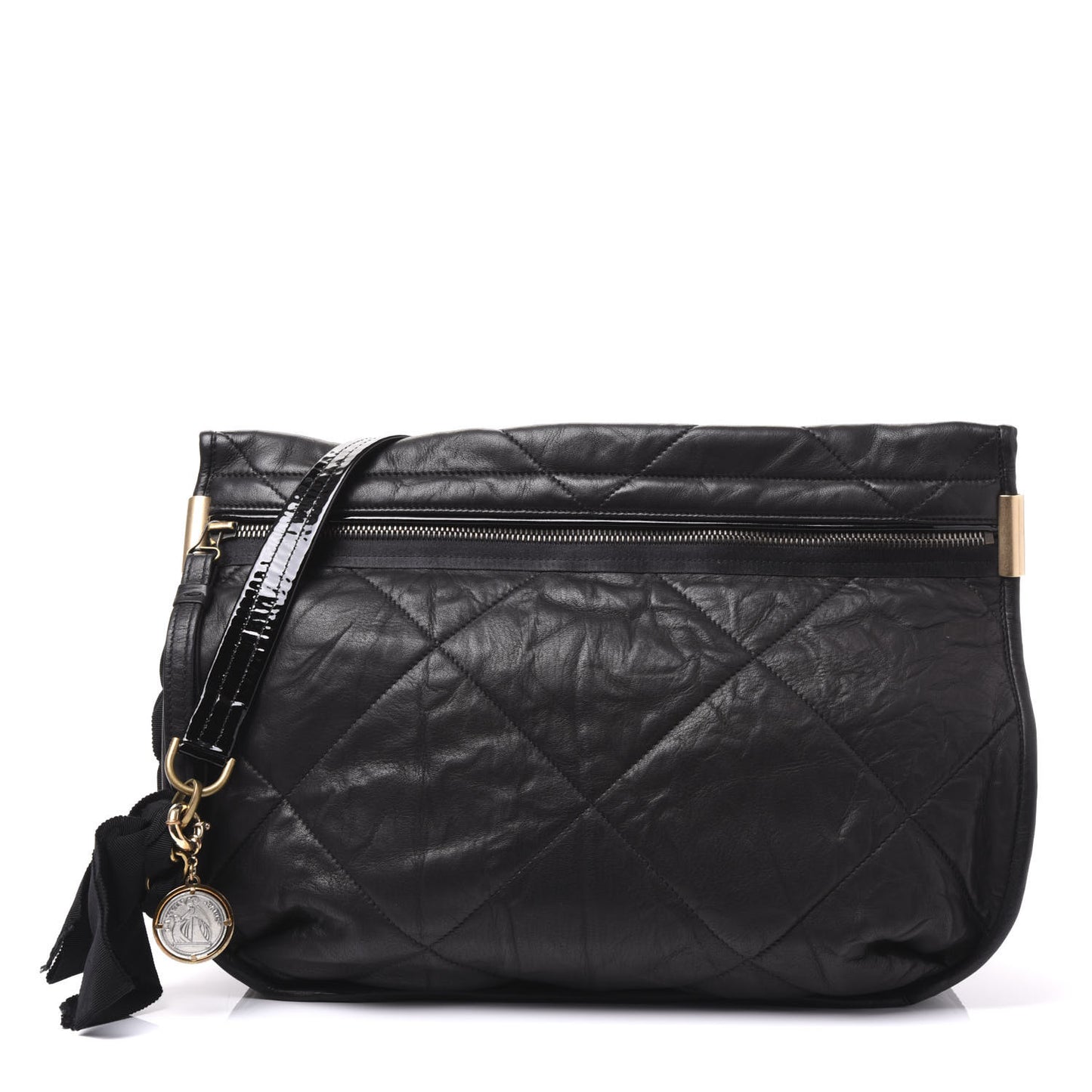 Lambskin Quilted Amalia Crossbody Bag Black