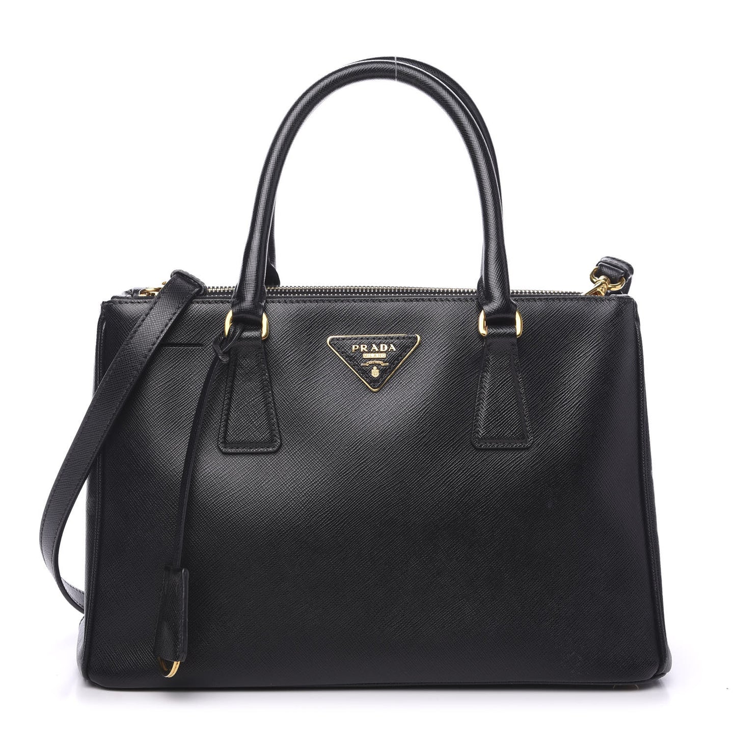Saffiano Small Galleria Double Zip Tote Black