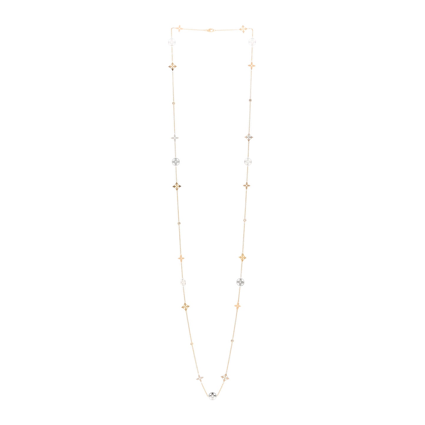 18K Yellow White Rose Gold Diamond Idylle Blossom Station Necklace