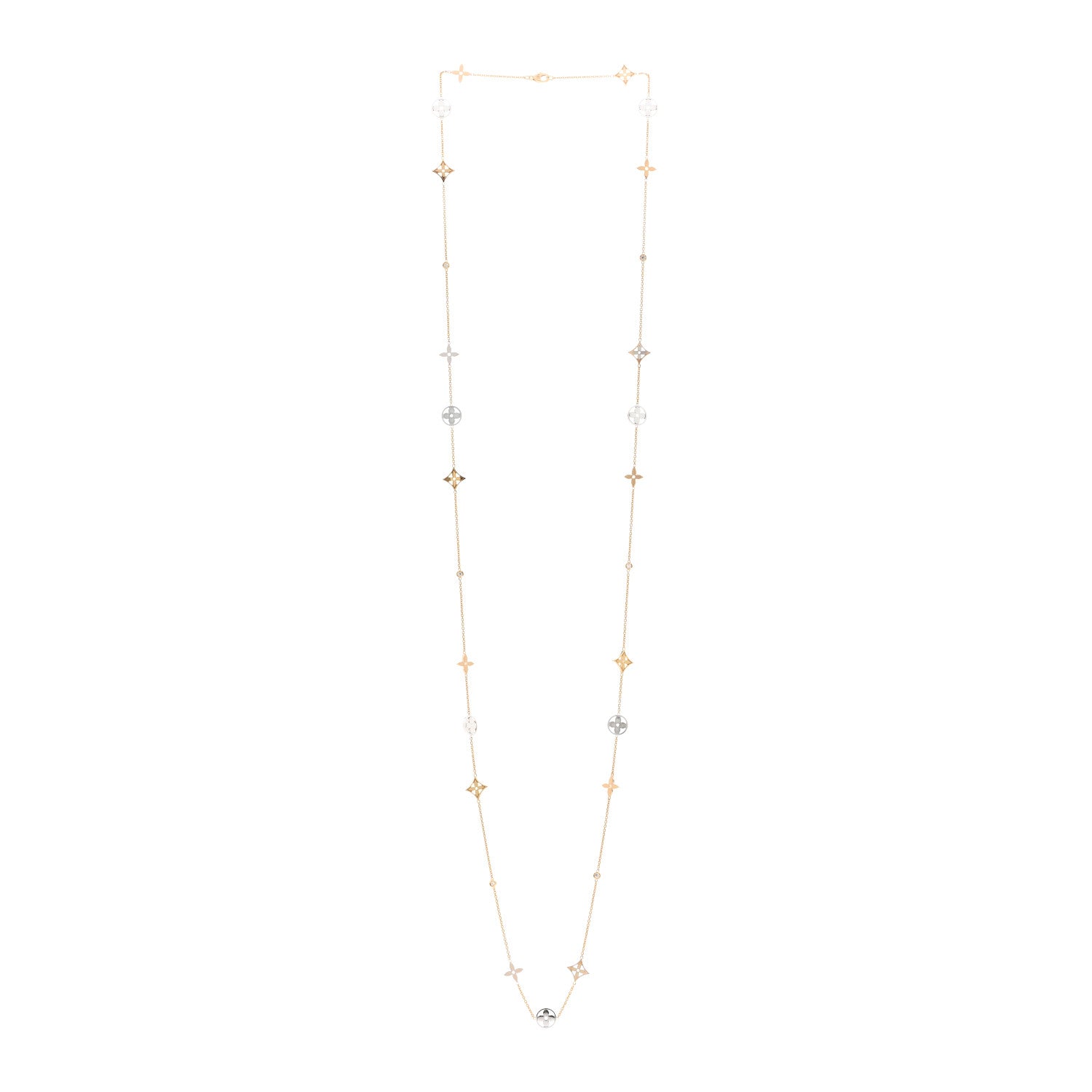 Louis Vuitton 18K Yellow White Rose Gold Diamond Idylle Blossom Station Necklace 3 of 4