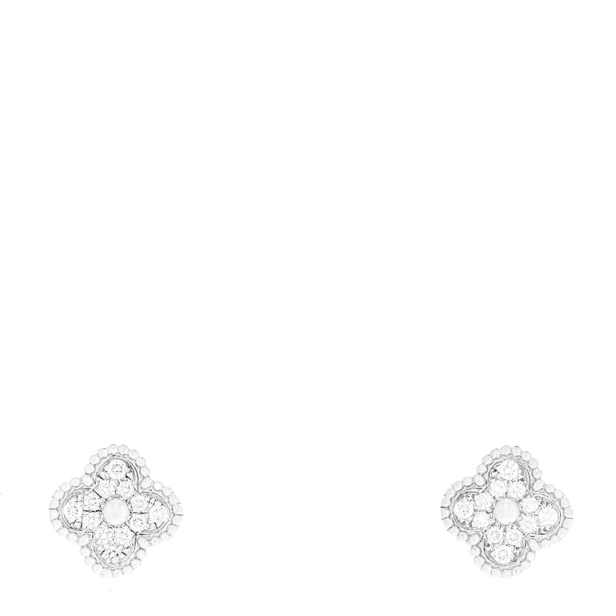 18K White Gold Diamond Sweet Alhambra Earrings
