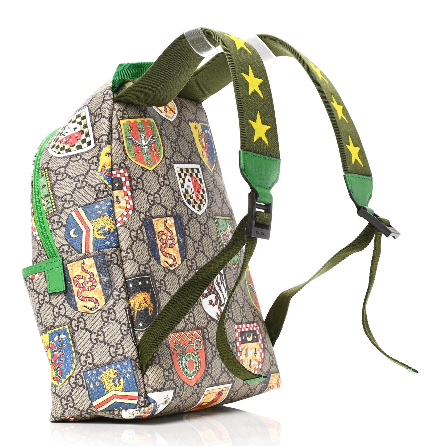 GG Supreme Monogram Children's Crests Backpack Green
