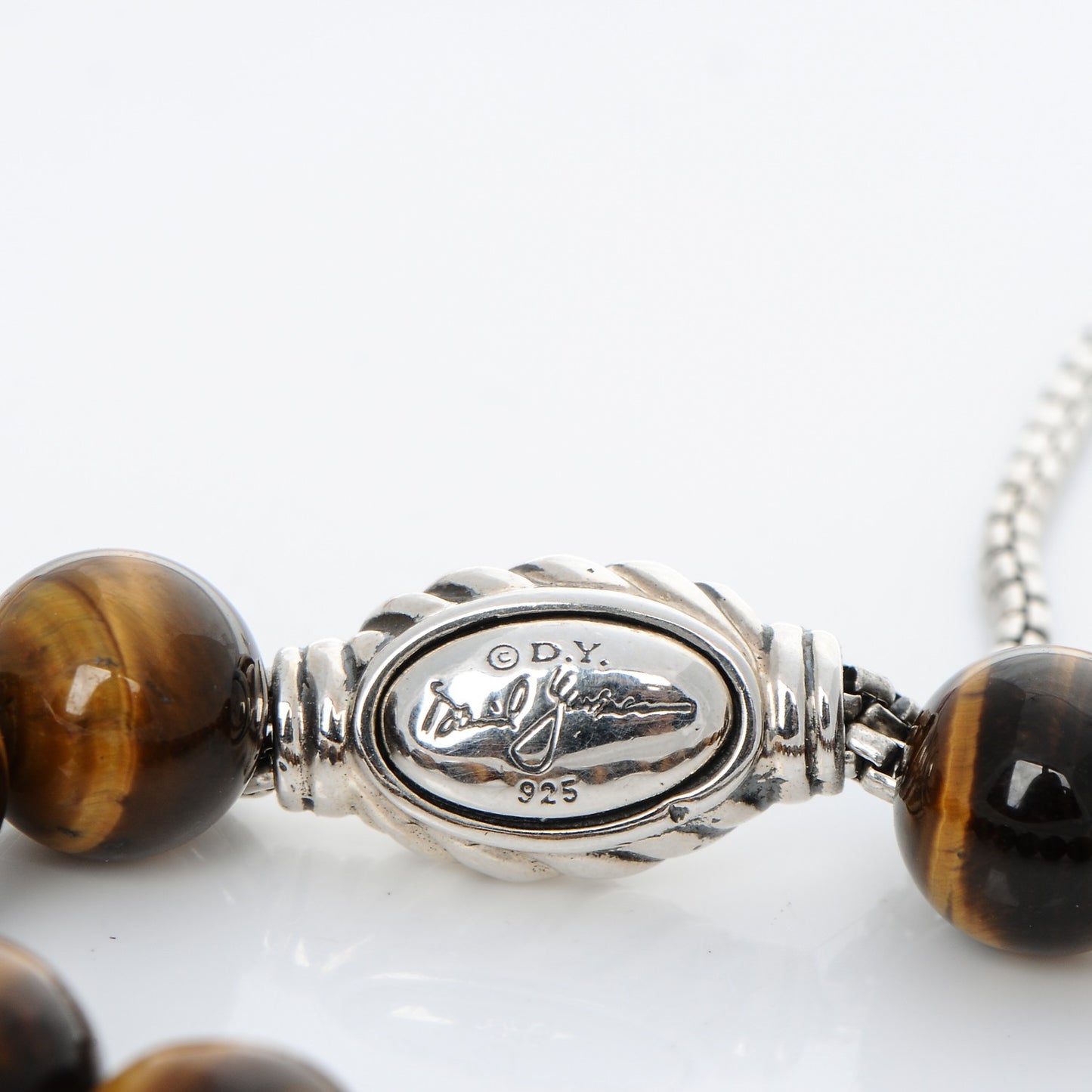 Sterling Silver Tiger's Eye 8mm Spiritual Beads Adjustable Bracelet