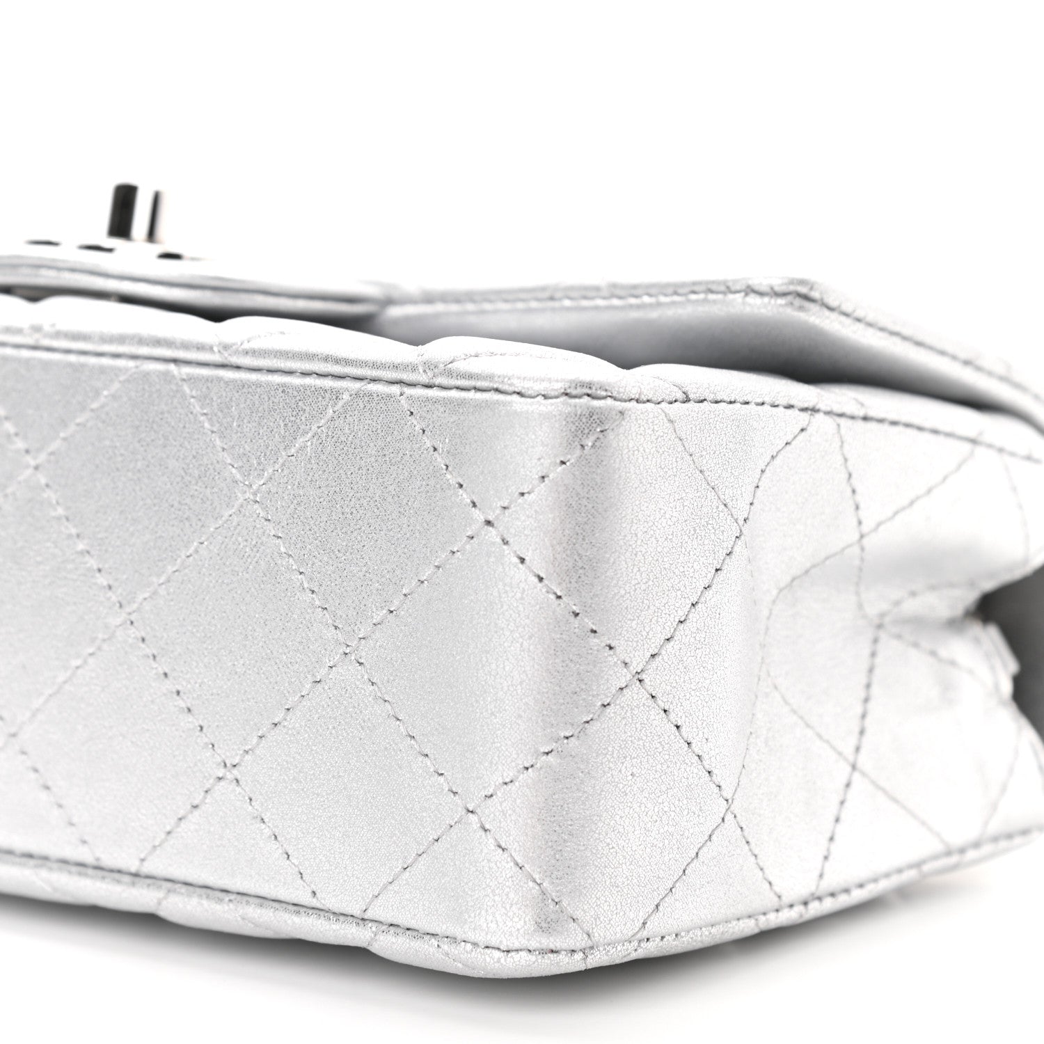 Chanel Metallic Lambskin Quilted Mini Rectangular Flap Silver 6 of 11