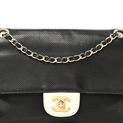 Chanel Lambskin Perforated Medium Single Flap Bag Black White 8 of 10