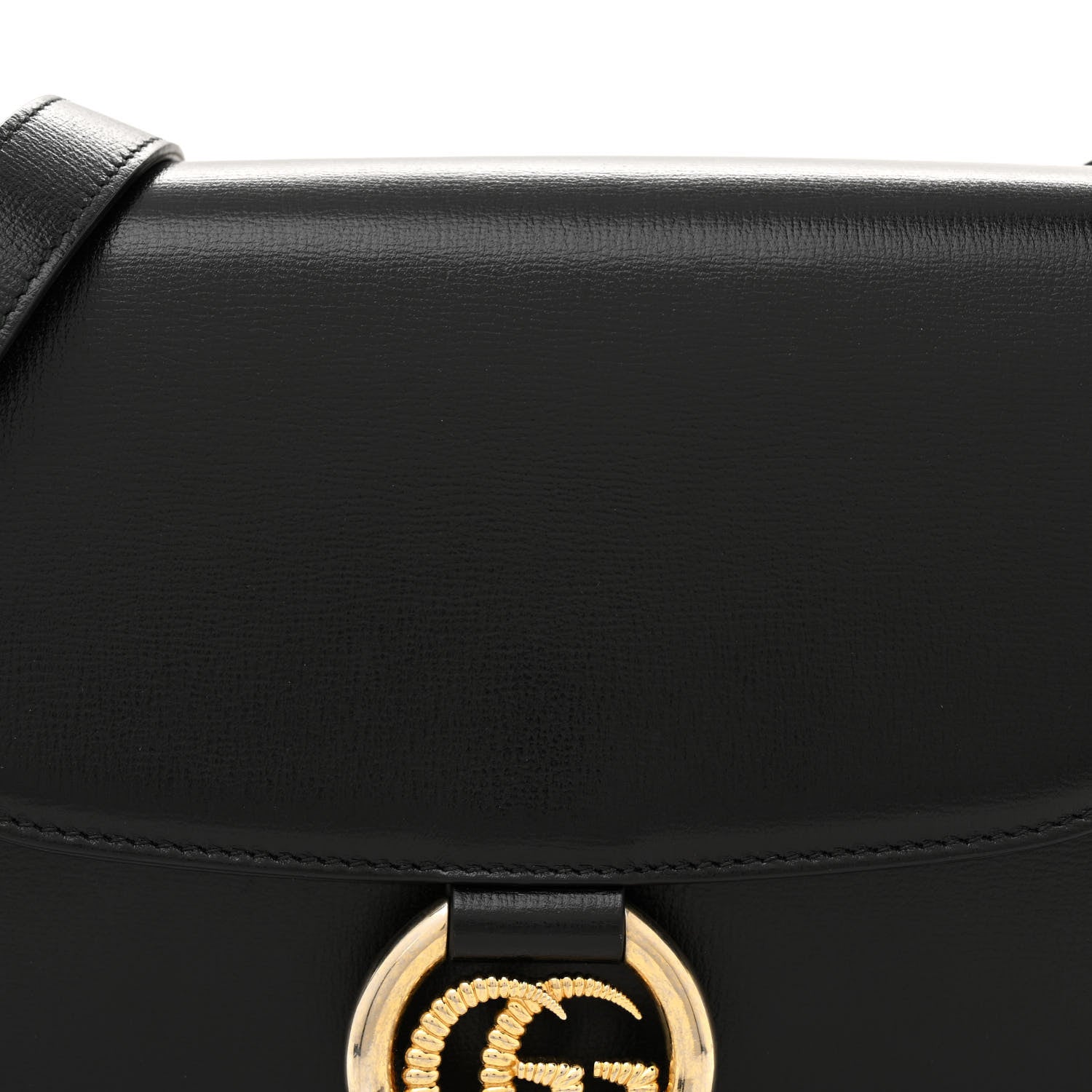 Gucci Textured Calfskin Medium Torchon GG Ring Shoulder Bag Black 8 of 12