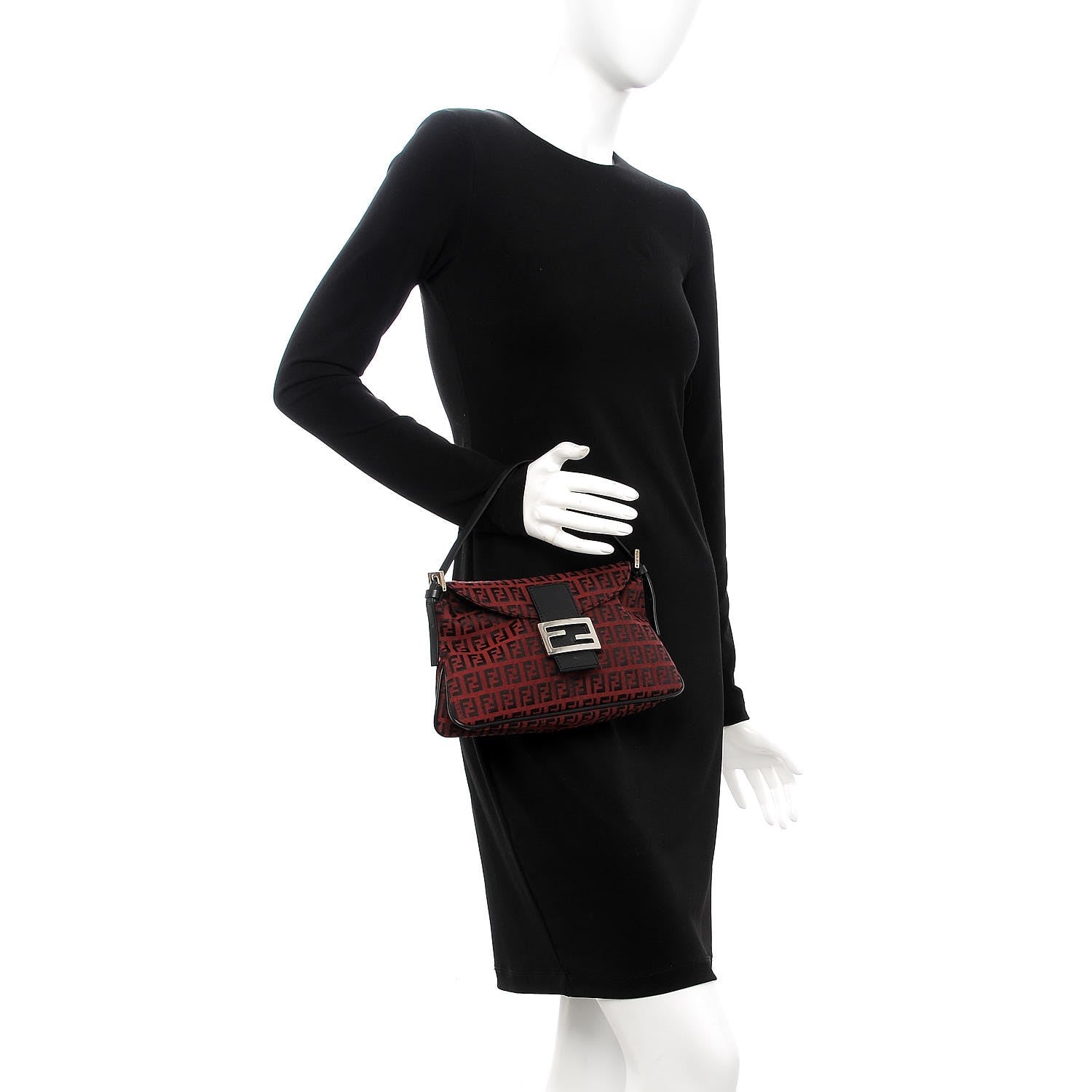 Fendi Zucchino Baguette Red Black 2 of 7