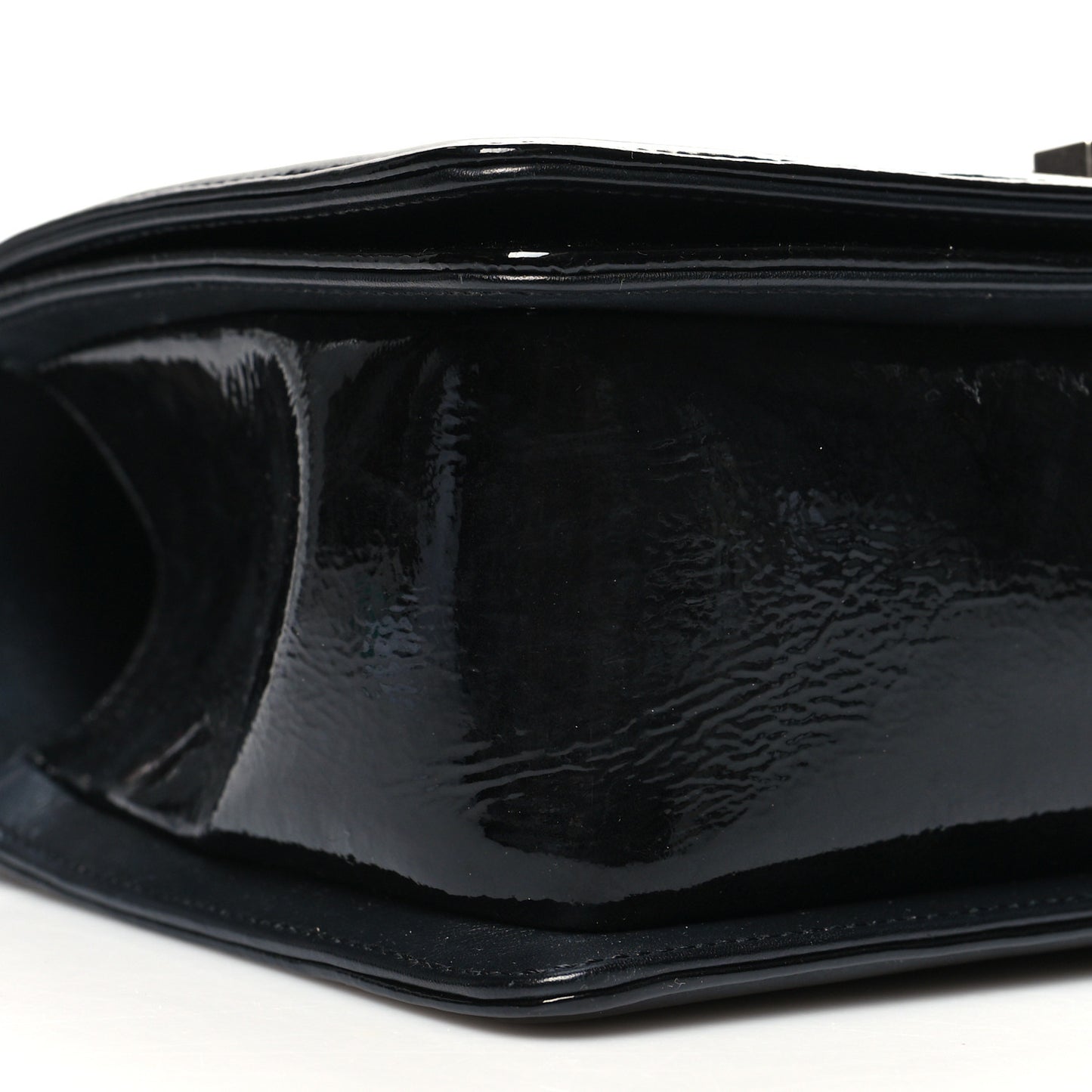 Patent Snakeskin Medium Boy Flap Black