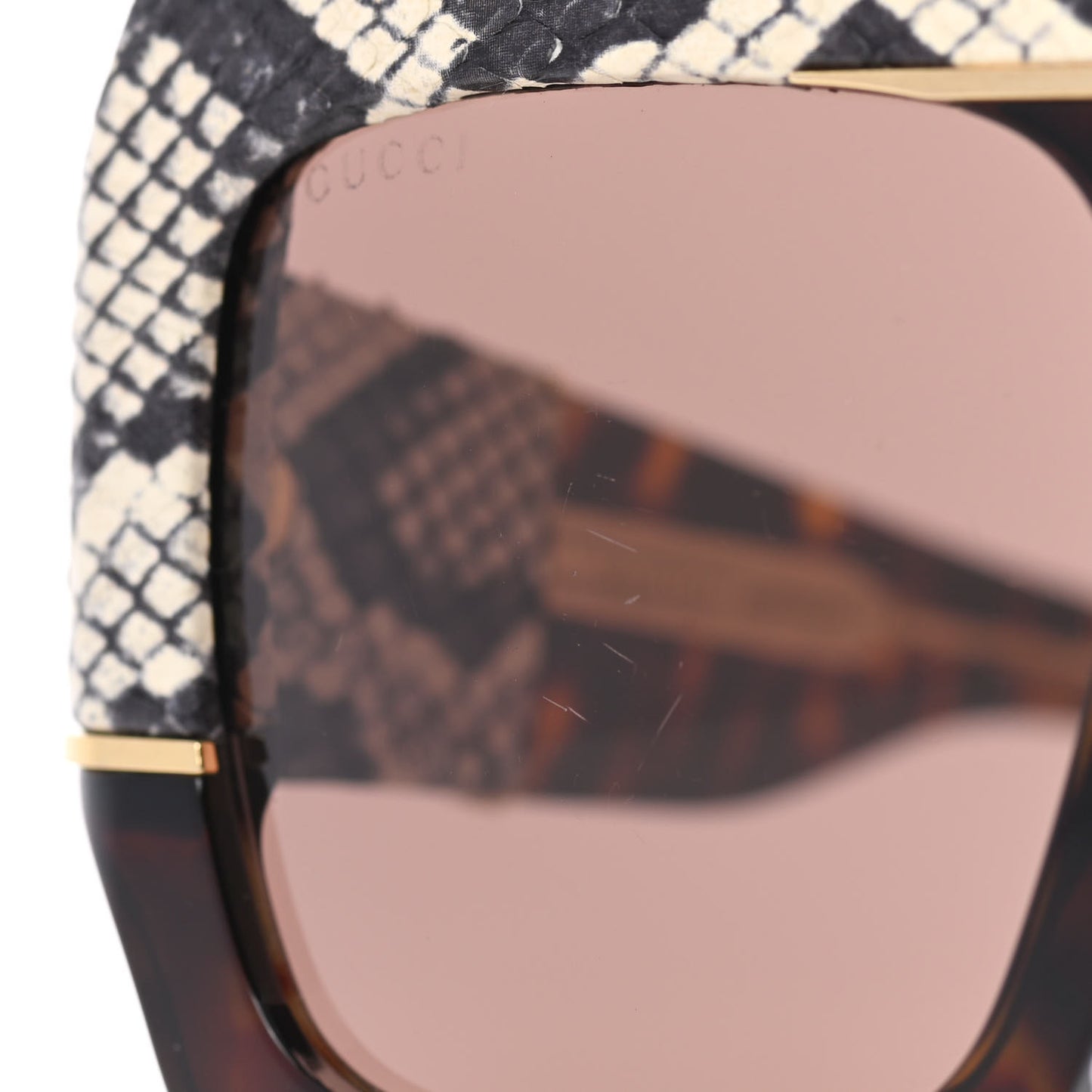 Snakeskin Acetate Square Sunglasses GG0484S Havana