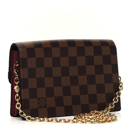 Louis Vuitton Damier Ebene Vavin Chain Wallet Red 2 of 9