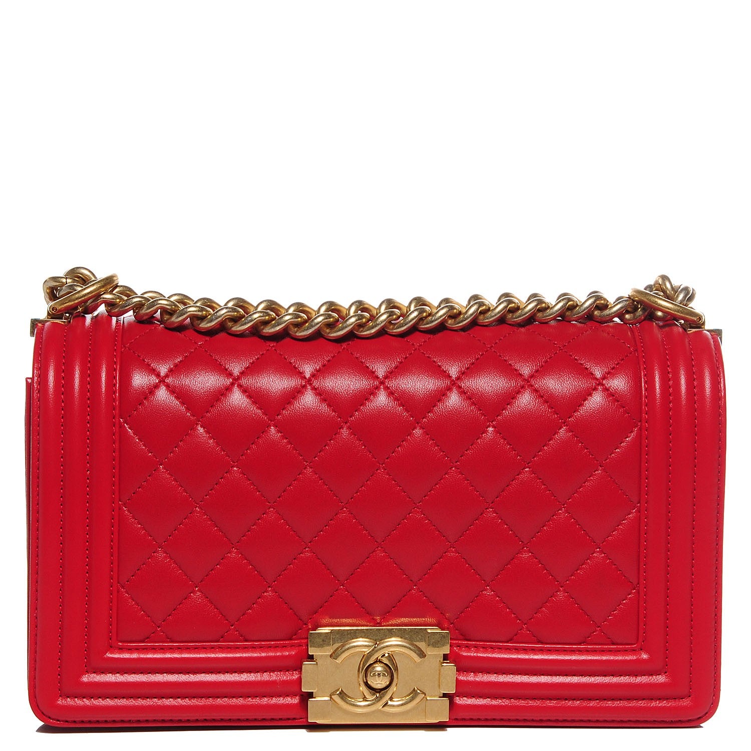 Chanel Lambskin Boy Medium Flap Red 1 of 8
