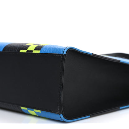 MCM Checkerboard Visetos Aren Tote Black Blue 10 of 10