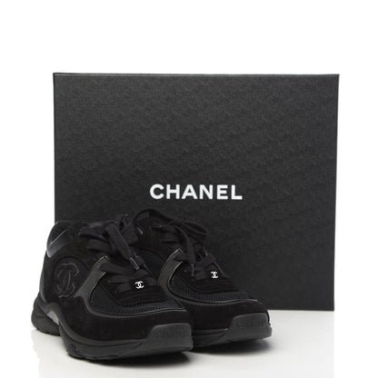Chanel Fabric Calfskin Suede CC Sneakers 35.5 Black 7 of 7