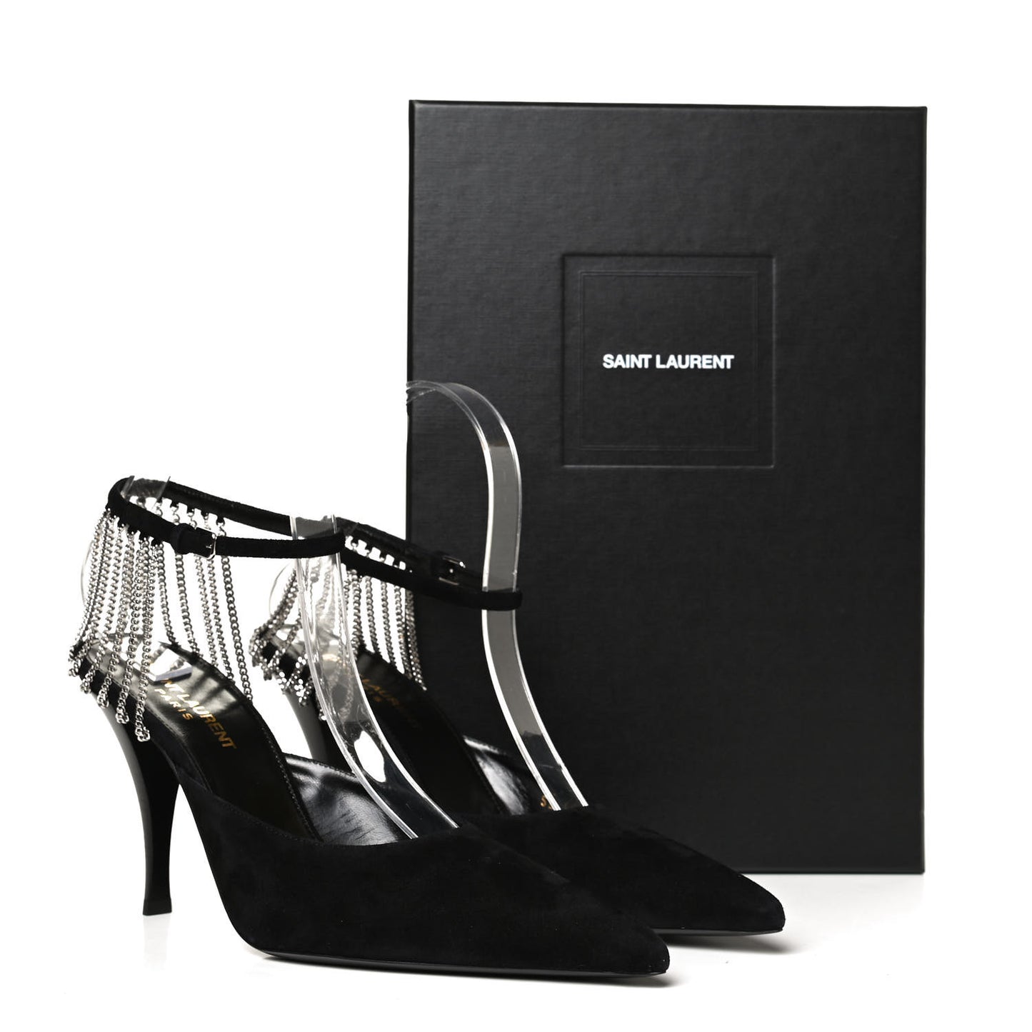 Suede Chain Trim Pumps 37.5 Black