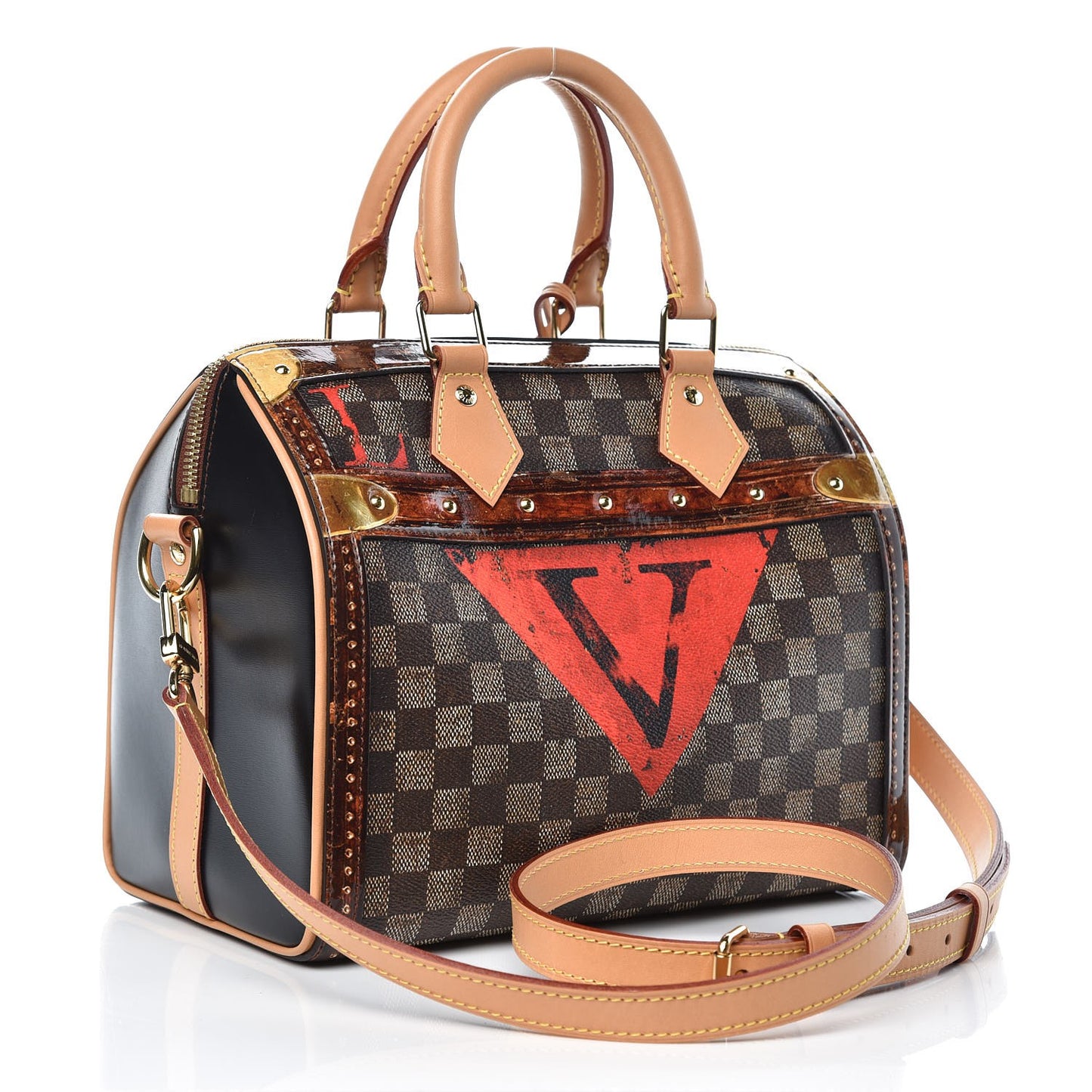 Transformed Damier Ebene Time Trunk Speedy Bandouliere 25 Black