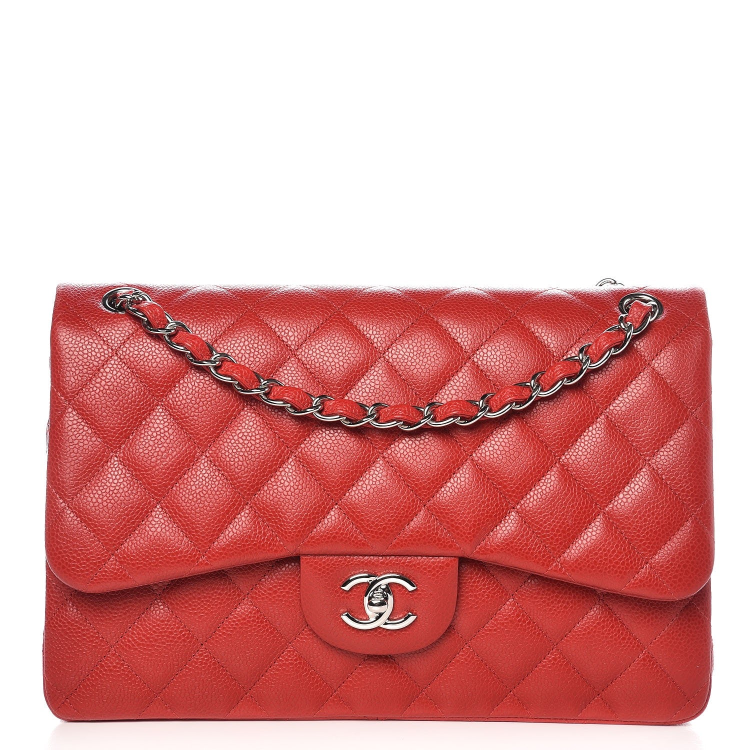 Chanel Caviar Quilted Jumbo Double Flap Red 1 of 7