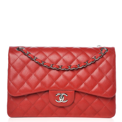Chanel Caviar Quilted Jumbo Double Flap Red 1 of 7