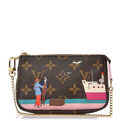 Louis Vuitton Monogram 2016 Christmas Animation Mini Pochette Accessories Rose Ballerine 1 of 8