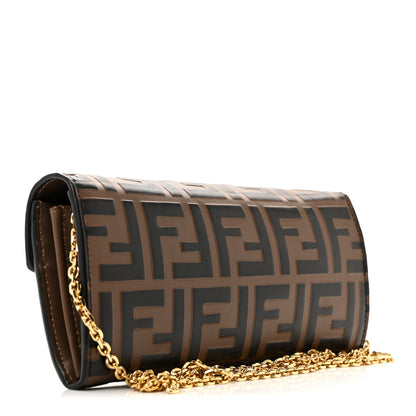 Fendi Vitello Soft F is Fendi Bi-Color FF 1974 Embossed Continental Envelope Wallet On Chain Maya Black 3 of 12