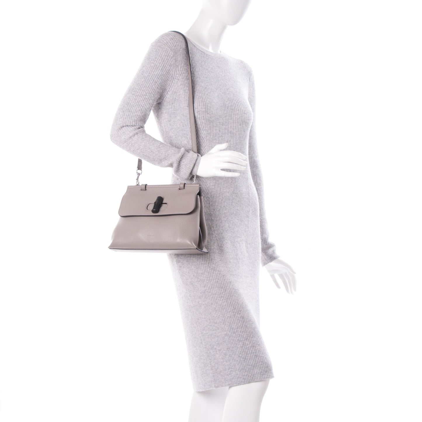 Cellarius Calfskin Small Bamboo Daily Top Handle Bag Storm Grey