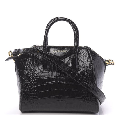 Givenchy Calfskin Crocodile Embossed Mini Antigona Black 1 of 11