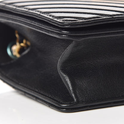 Chanel Shiny Sheepskin Chevron Quilted Mini Collar and Tie Flap Black 8 of 10