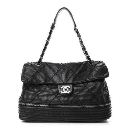 Chanel Calfskin Stitched Large Expandable Flap Bag Black 1 of 16