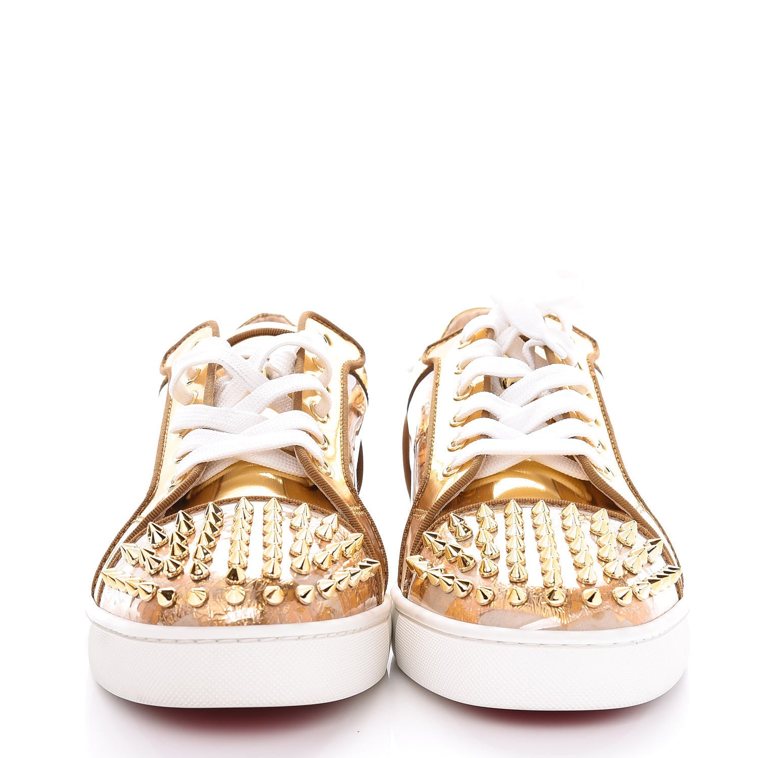 Christian Louboutin Ruban Calfskin Mens Seavaste Flat Sneakers 44 Gold 2 of 9