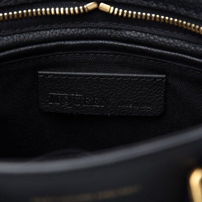 Alexander McQueen Pebbled Calfskin Mini Skull Padlock Zip Around Tote Black 8 of 10