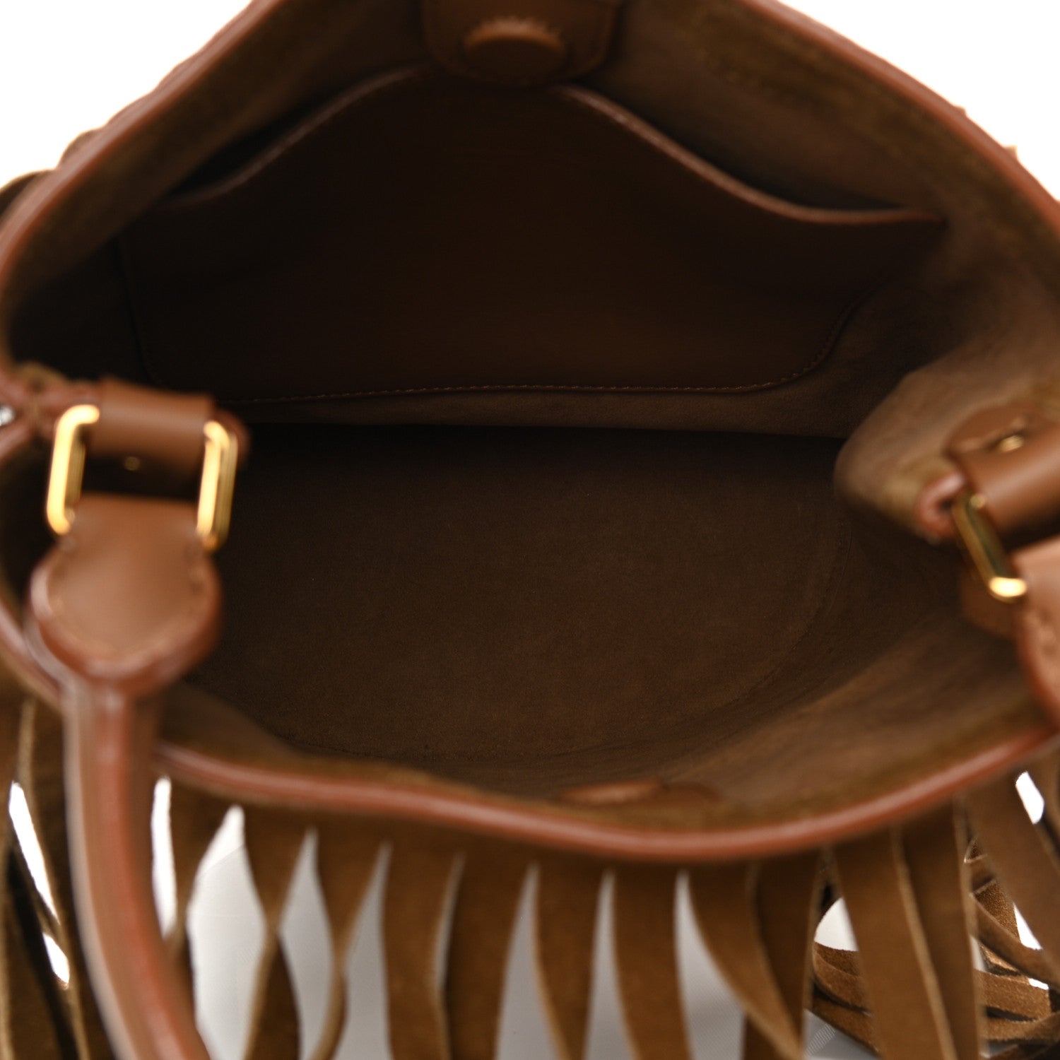 Burberry Prorsum Suede Fringe Bucket Bag Brown 6 of 11