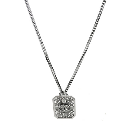 Chanel Crystal Strass CC Pendant Necklace Silver 1 of 5