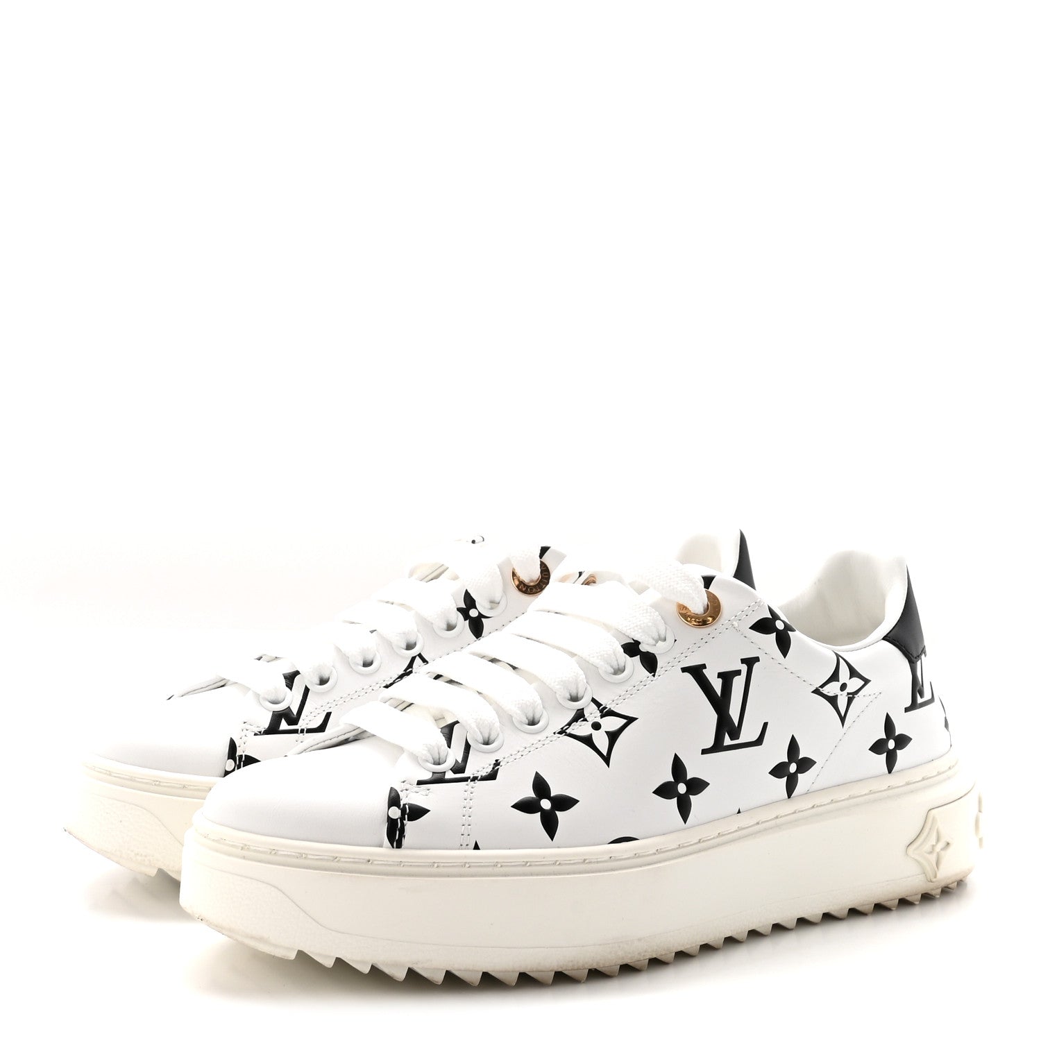 Louis Vuitton Calfskin Monogram Debossed Time Out Sneakers 35 Black 4 of 9