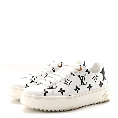 Louis Vuitton Calfskin Monogram Debossed Time Out Sneakers 35 Black 4 of 9